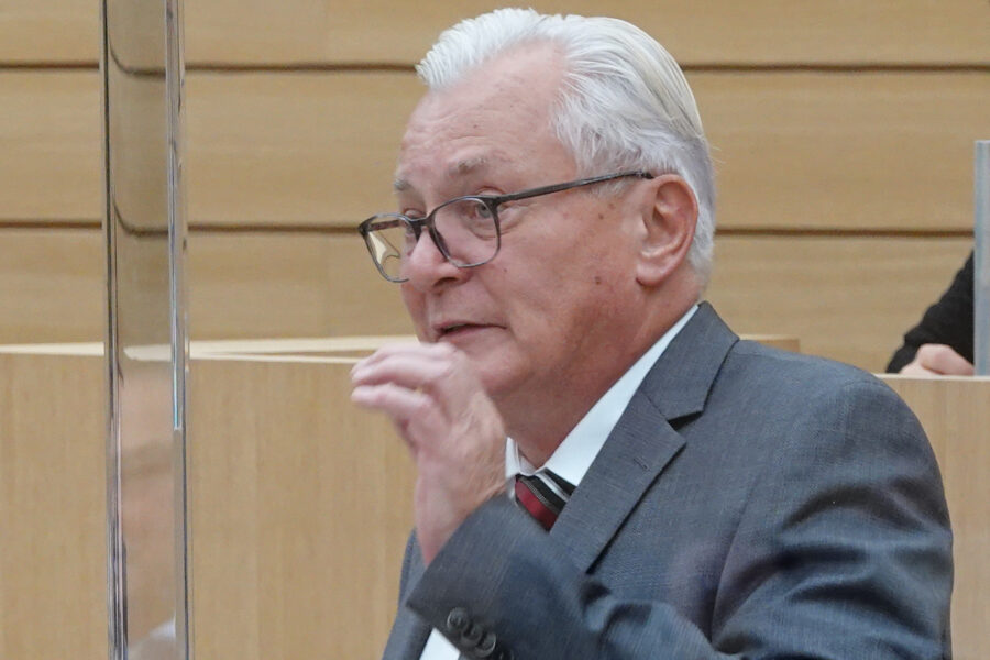 Bernd Gögel, AfD-Fraktionsvorsitzender im Landtag von Baden-Württemberg, spricht bei einer Plenardebatte im Landtag.